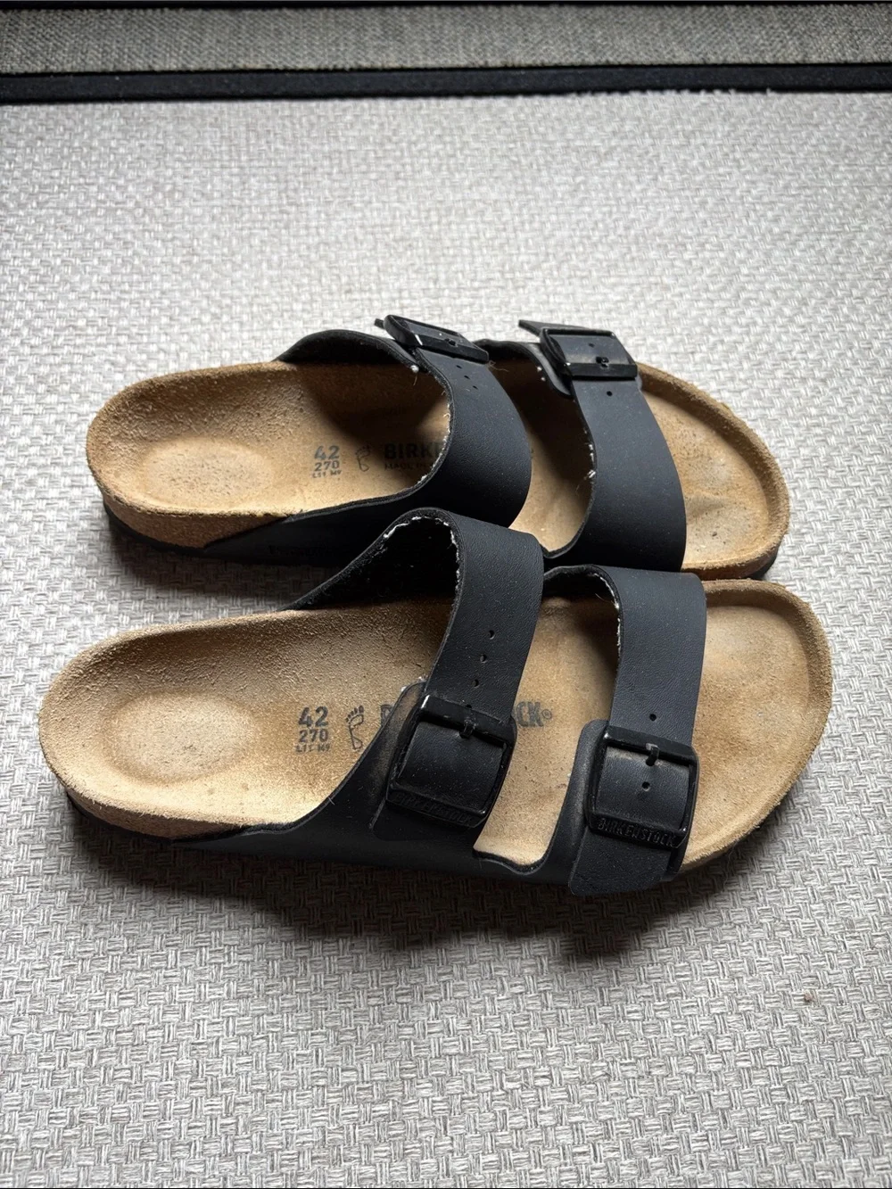 Birkenstock Black Two-Strap Adjustable Slide Sandals